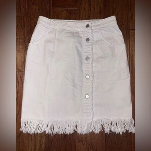 Pilcro & the Letterpress White Denim Fringe Skirt Size 8
